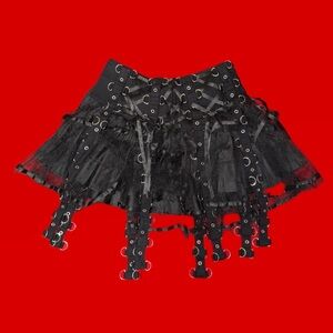 Black and silver lace up skirt with gothic details